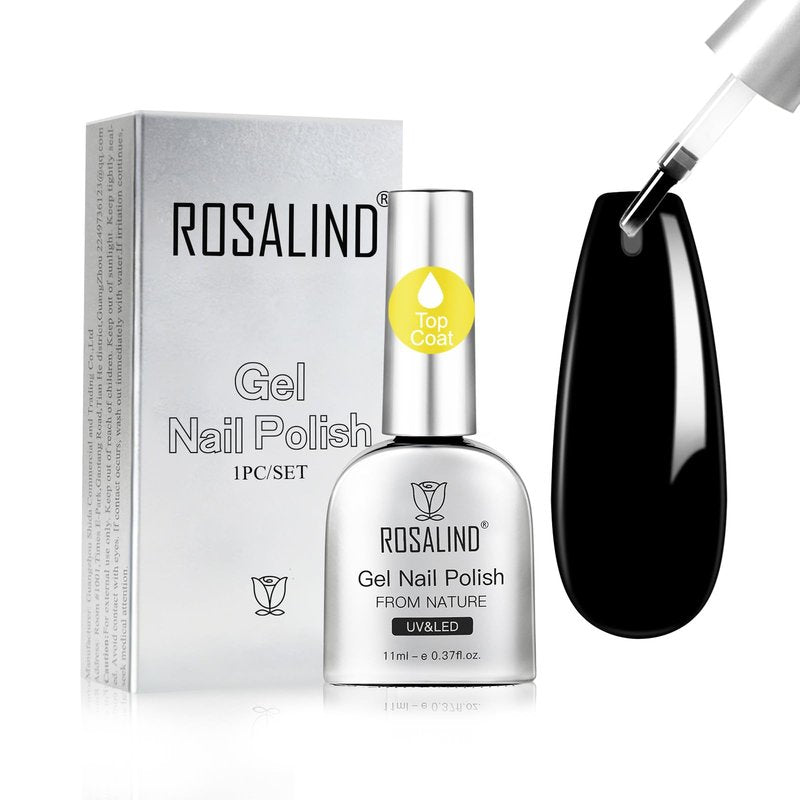 ROSALIND 11ml Gel Top Coat, No Wipe Top Coat Gel Nail Polish Long-Lasting High Glossy Shiny Clear Finish,Need U V/LED Lamp for Home DIY Gift