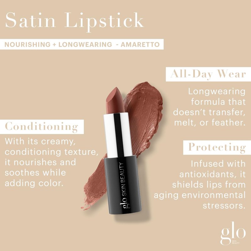 Glo Skin Beauty Satin Lipstick - Amaretto | Nourishing, Long-Wearing Formula with Skincare Benefits