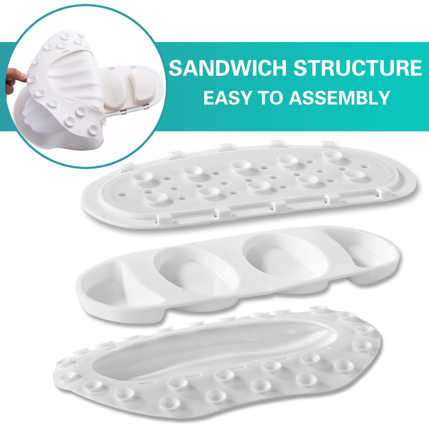 Sfirey Small Bath Tub Neck Pillow, TPE Waterproof Suction Cups Bathtub Neck Pillow & Cushion, Ultra Thin, Lightweight Quick Drying Bath Accessories Spa Gifts for Women,White (13x9.6x1.6 Inch)