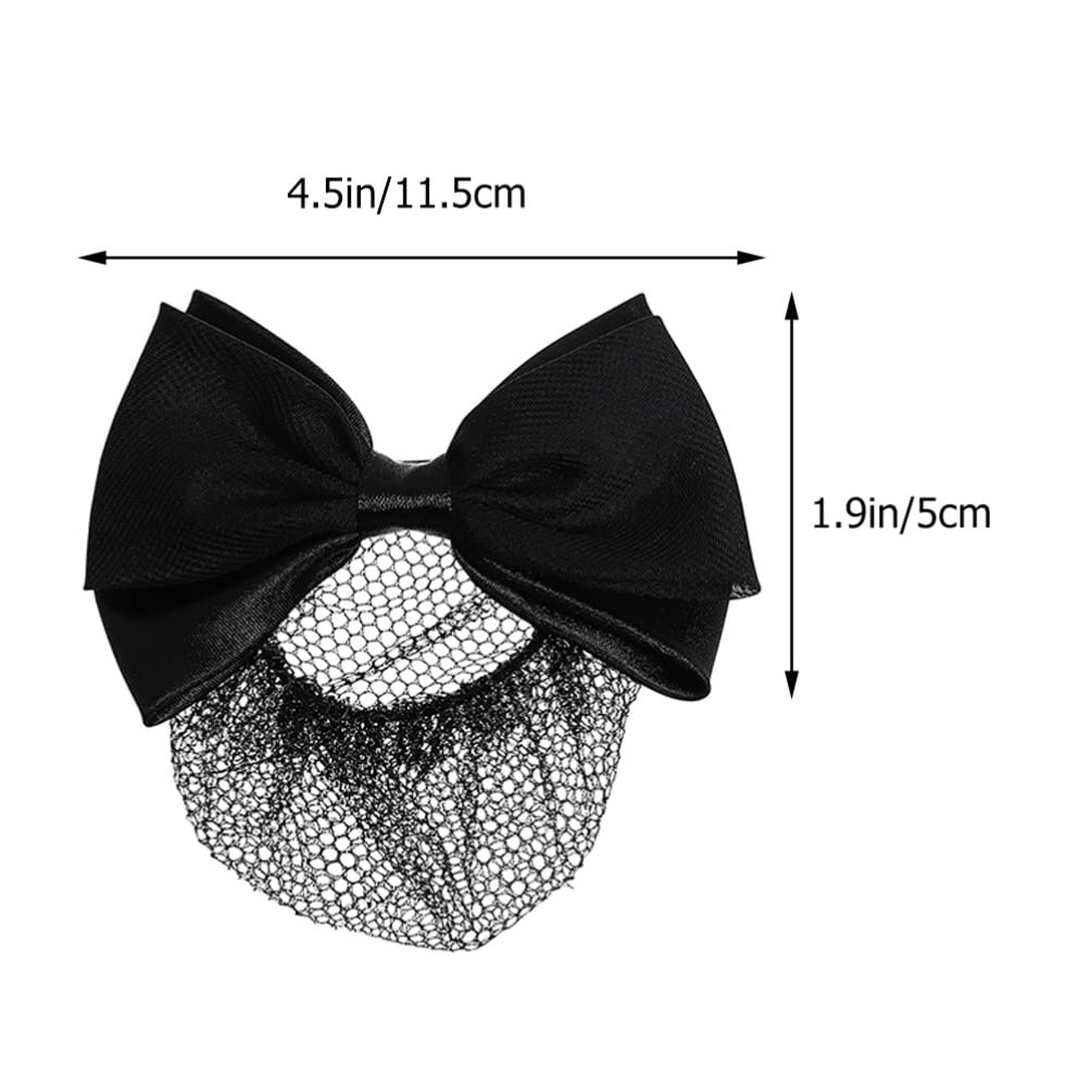 Uonlytech Hair Pin, 6pcs Bowknot Hair Snood Net Barrettes, Ribbon Barrette With Net Chignon Hair Bun Cover Mesh Clip Hair Tie for Women Girls Dancer, Black