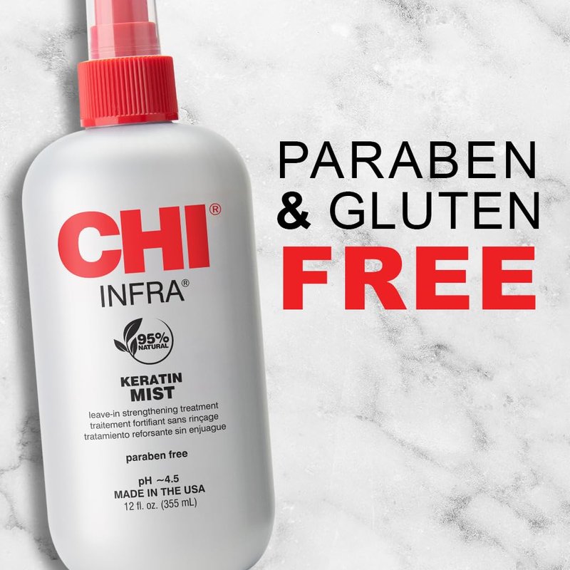 CHI Keratin Mist - Strengthening Hair Spray for Softness & Heat Protection | Paraben-Free, 12 Oz