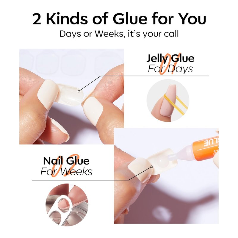 modelones Short Press on Nails, Oval Fake Nails Kit Press Ons with Nail Glue, Adhesive Tabs, Nail File, Prep Pad, Manicure Stick, 32Pcs 16 Sizes, Milky White, Spring Women Girl Gift