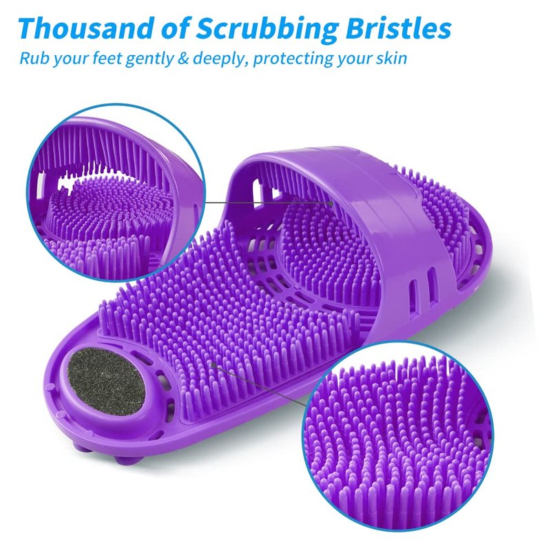 Kibhous Silicone Shower Foot Scrubber Personal Foot Massage and Cleaning with Soft Silicone Bristles and Non-Slip Suction Cups, Foot Scrubbers for Use in Shower Men and Women (1PCS Violet)