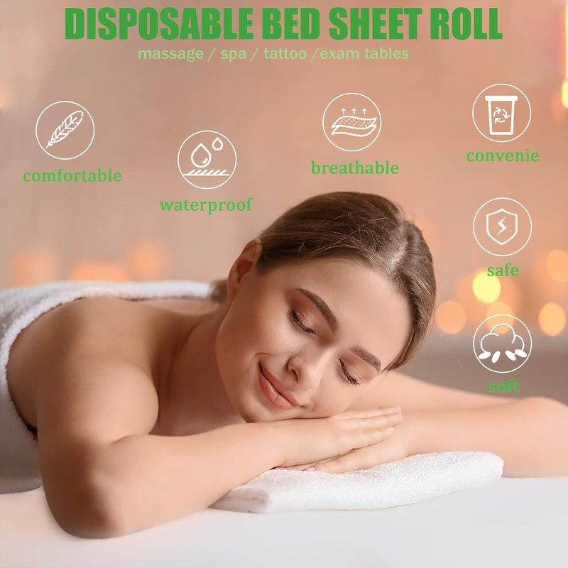 Disposable Non-Woven Bed Sheets - Waterproof Spa & Massage Table Covers | 31" x 70", 50 Pcs Roll