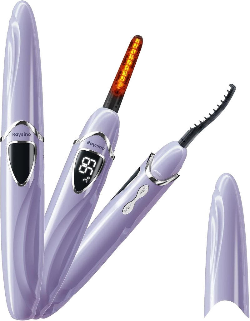 Heated Eyelash Curler - Rechargeable 8-Second Curling Tool for Long-Lasting Natural Makeup | Lilac/Silver, 148MM