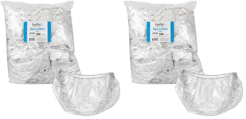 ForPro Professional Collection Spa Liners, Fit All Pedicure Spas, Disposable Pedicure Liners, Clear, 100-Count (Pack of 2)