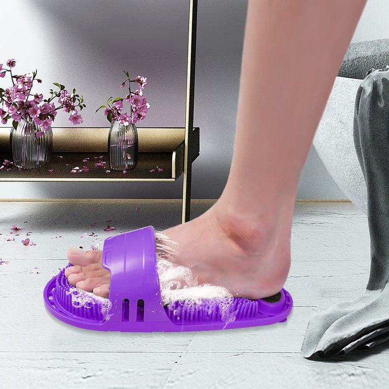 Kibhous Silicone Shower Foot Scrubber Personal Foot Massage and Cleaning with Soft Silicone Bristles and Non-Slip Suction Cups, Foot Scrubbers for Use in Shower Men and Women (1PCS Violet)