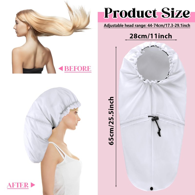 2 Pcs Large Shower Cap for Braids, Extra Long Shower Cap for Women Long Hair & Locs, Waterproof Hair Bonnets for Dreadlocks Drawstring Bath Caps for Women & Men (Black, White)