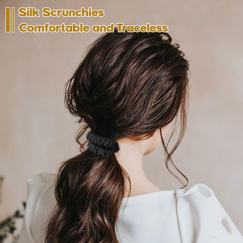 Silk Scrunchies - 6PCS 100% Mulberry Silk Hair Ties for Women | No Damage Elastic Ponytail Holders
