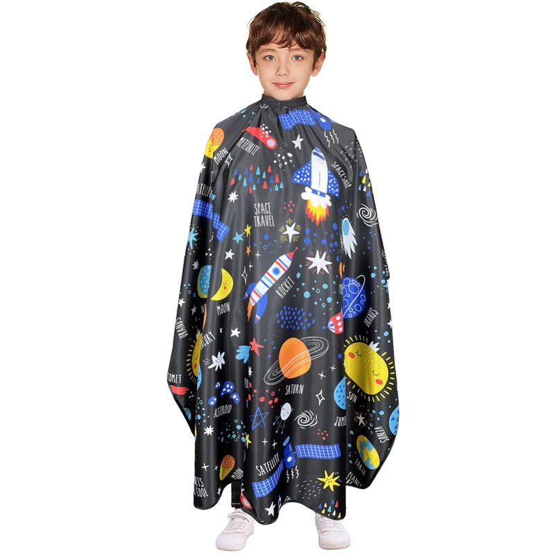 Kids Hair Cutting Cape - Waterproof & Lightweight Salon Cape for Boys and Girls | 39” x 51” Galaxy Pattern