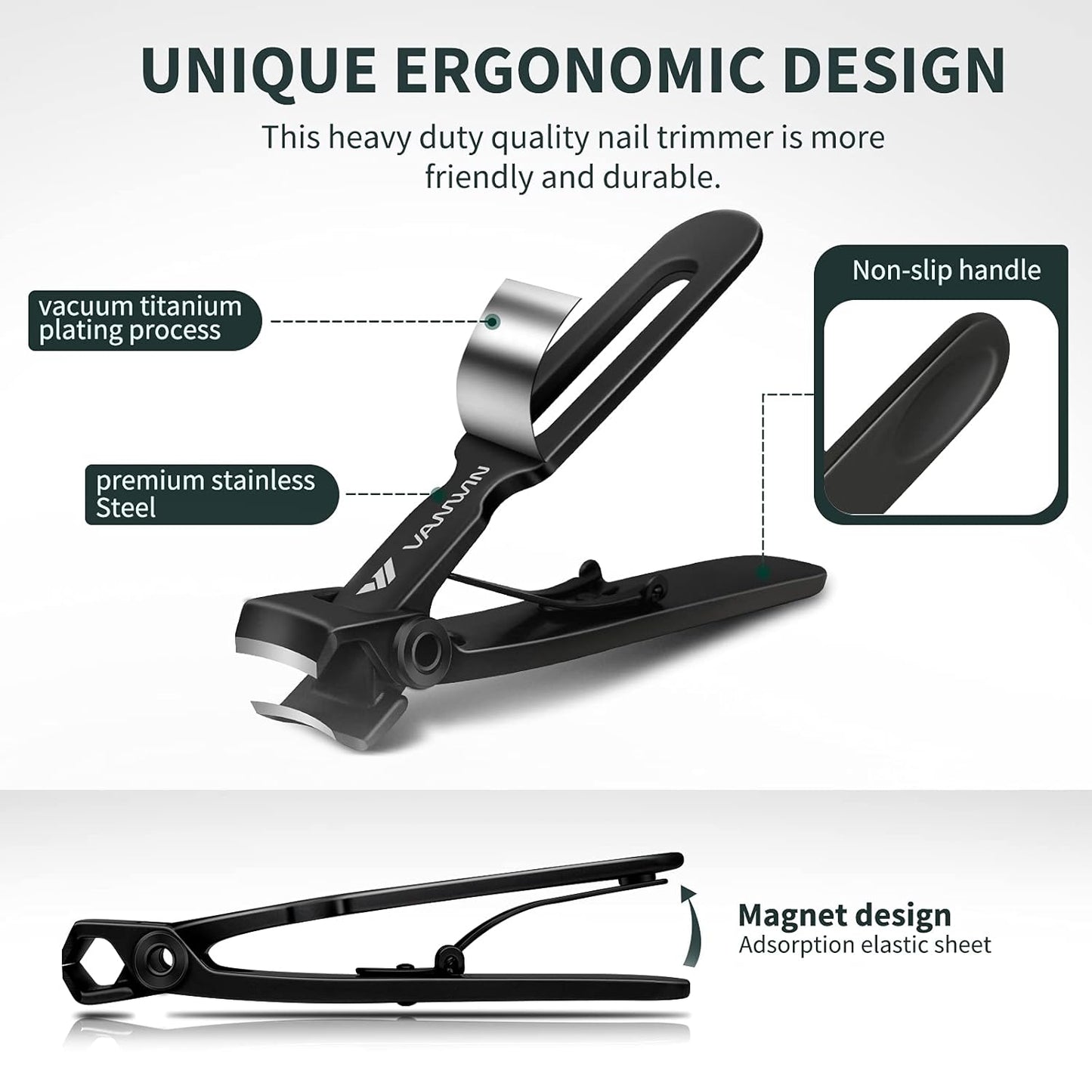 Thick Nail Clippers - Oversized 16mm Jaw Opening | Heavy Duty Stainless Steel Toenail Cutter for Seniors