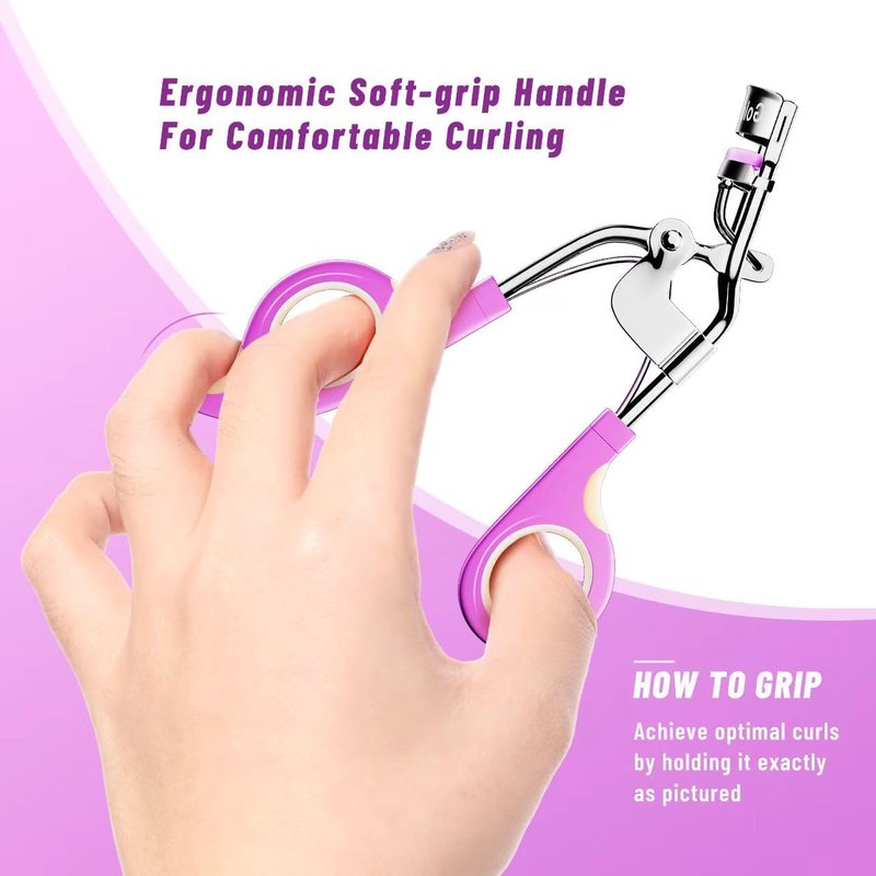 Eyelash Curler - Painless Perfect Curl with 6 Replacement Pads | Silver, Purple, Pink Options for Beauty Enthusiasts