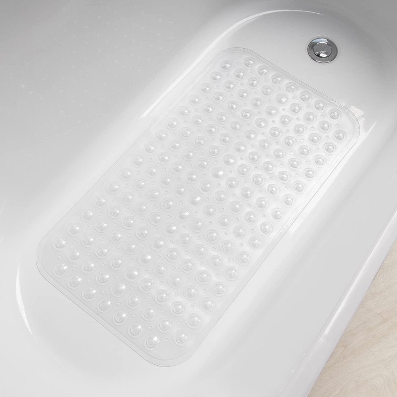 AmazerBath Bath Tub Mat, Medium Size 27.6 x 15 Inches Non-Slip Shower Mats with Suction Cups and Drain Holes, Bathroom Bathtub Mats Machine Washable (Clear)