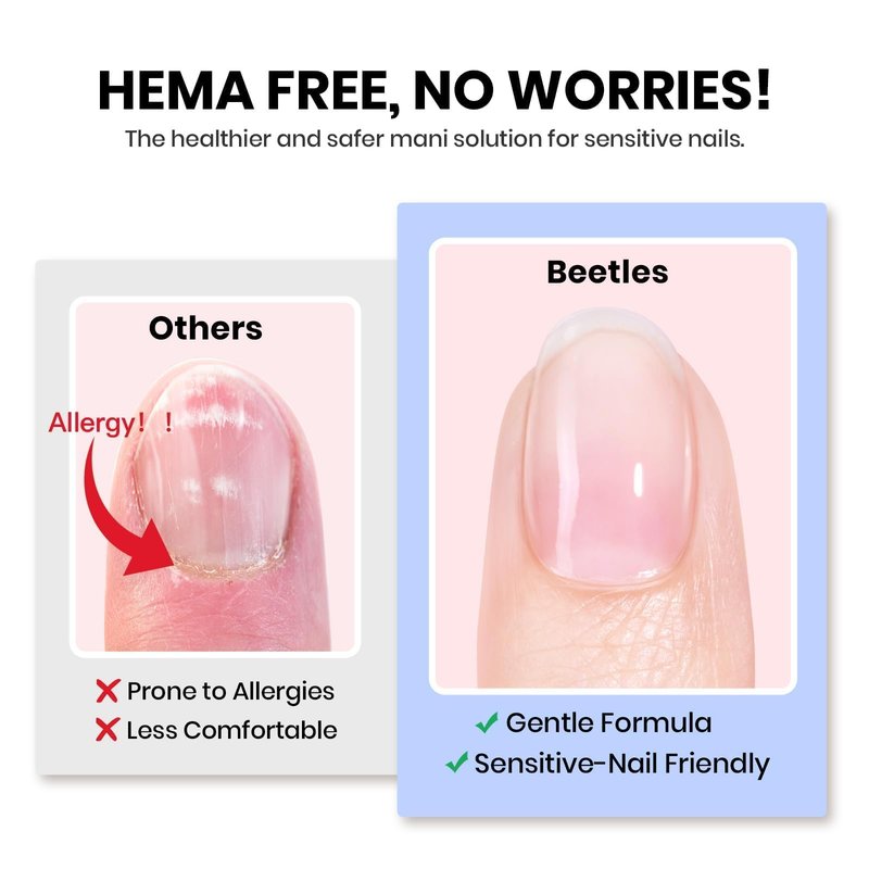 Beetles 3Pcs 15ml HEMA-Free Nail Glue Top Coat & Base Gel Set, TPO Free No Wipe Top Coat Base Nail Glue Gel for False Nails, Shine Effect Long Lasting Nail Extension DIY Salon Home, U V Light Required