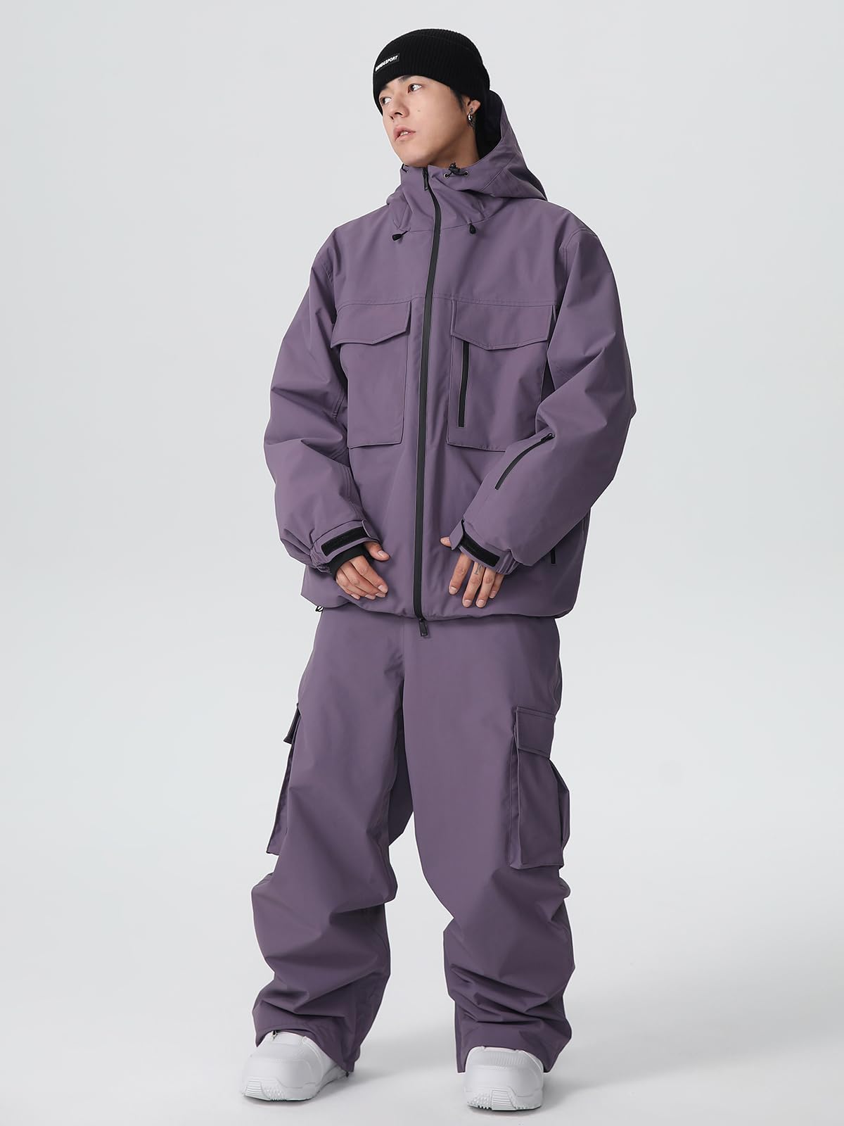 Women's Snow Snowboard Suits Baggy Men's Ski Jacket and Pants Set Insulated Snowsuits Waterproof Winter(Purple,S)