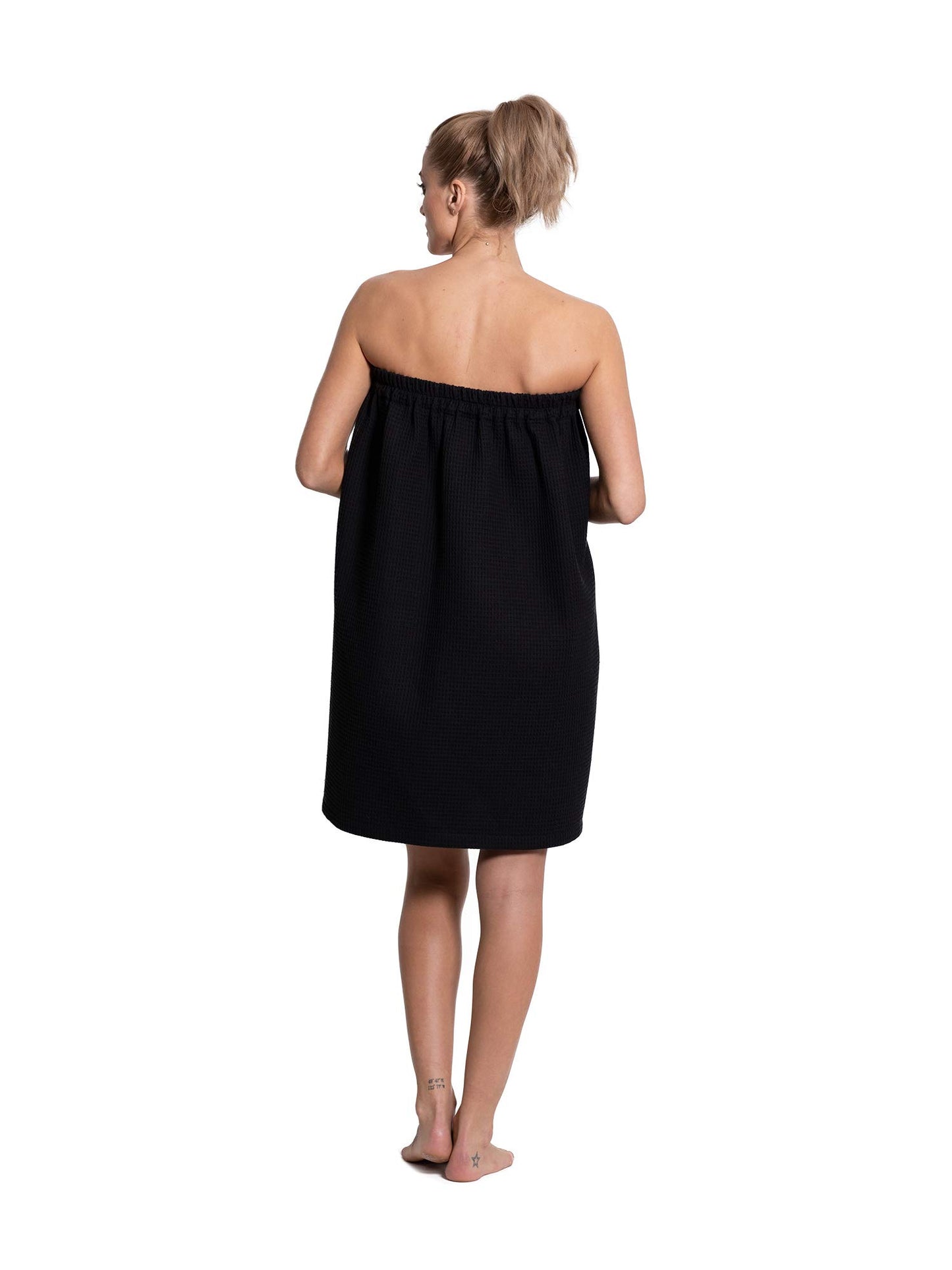 Turkuoise Linen Lightweight Spa/Bath Waffle Body Wrap with Adjustable Closure (Black, Large/X-Large)