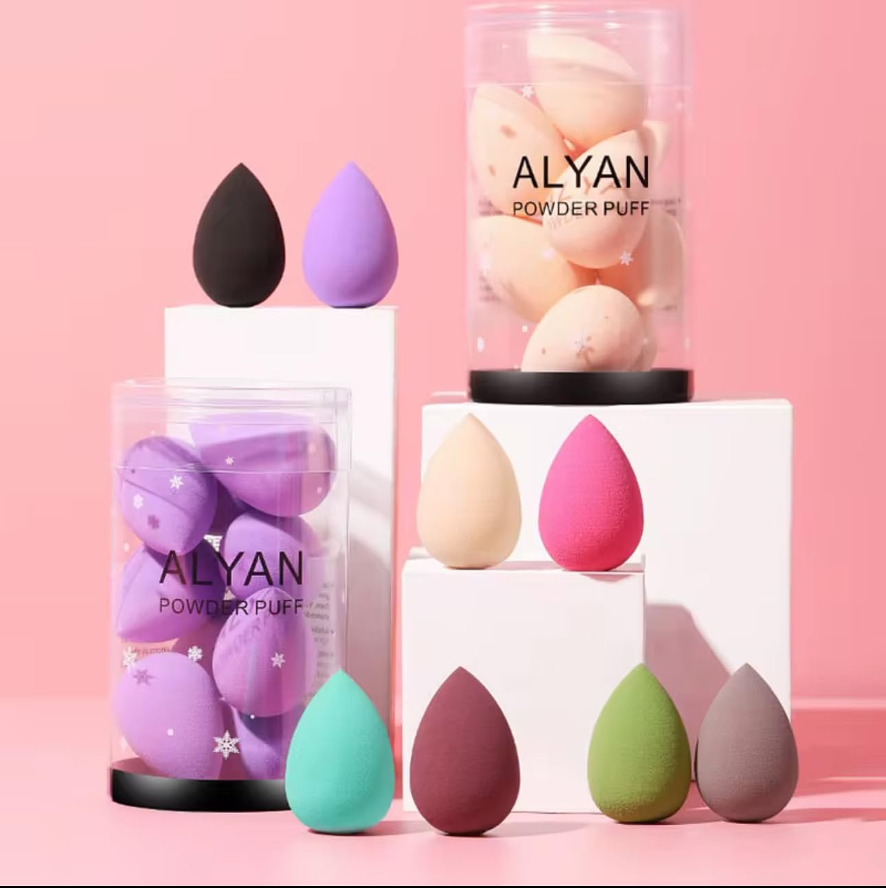 Studio Collection mini makeup Sponge Set Latex Free and High-definition Set of 10 makeup Wonder blender For Powder Cream and Liquid, Super Soft Wonder Beauty Cosmetic