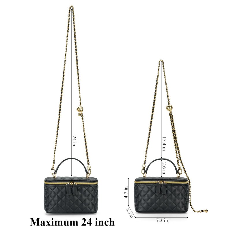 GAYI URBAN Mini Quilted Box Crossbody Bags for Women, Small Square Designer Clutch Purses with Adjustable Chain Strap (Black)