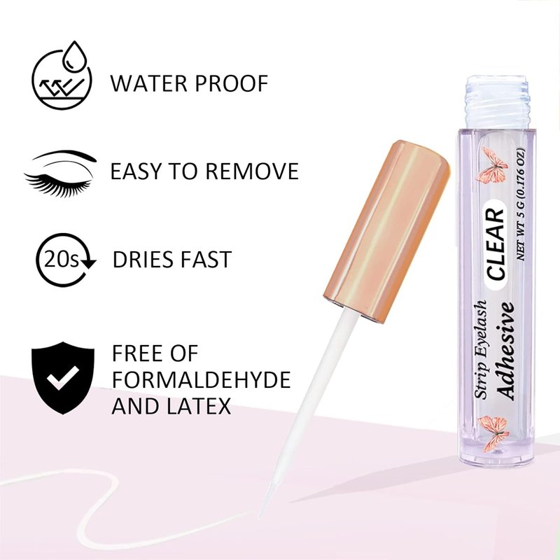 Regine Switzerland Waterproof Eyelash Adhesive - Super Strong Hold Clear Glue for Sensitive Eyes - 5ml/0.18oz