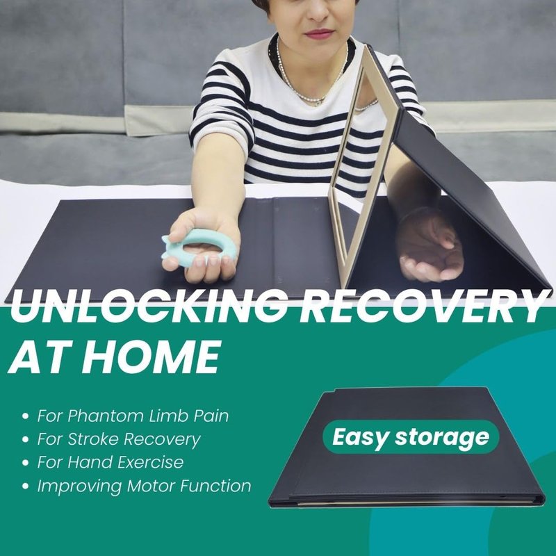 QEAHZ Mirror Therapy for Hand Stroke Recovery - Foldable & Adjustable, for Phantom Limb Pain