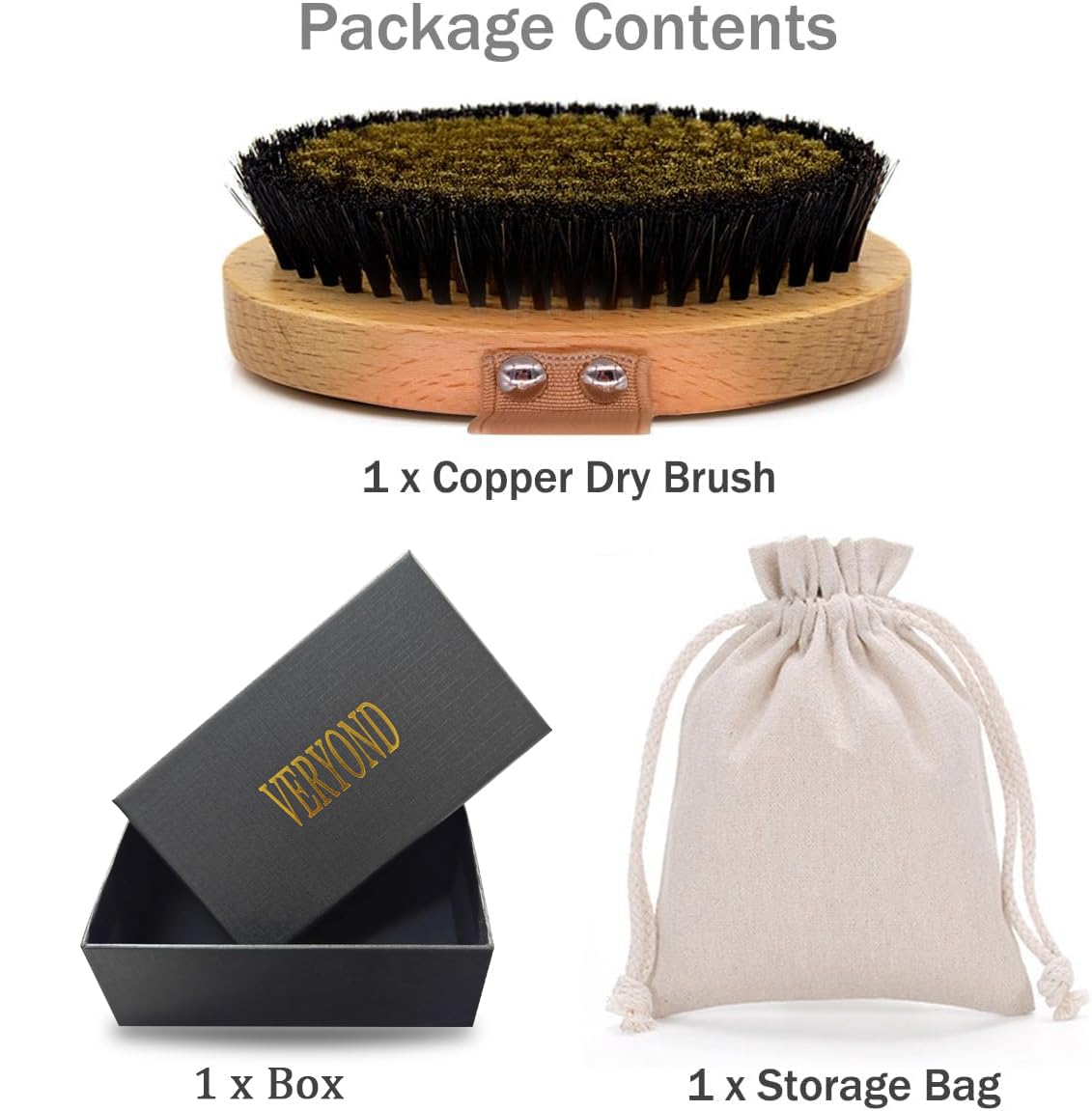 VERYOND Copper Dry Brushing Body Brush with Ion Charged Bristles Dry Brush for Lymphatic Drainage, Exfoliating Body Brushs,Reduce Stress