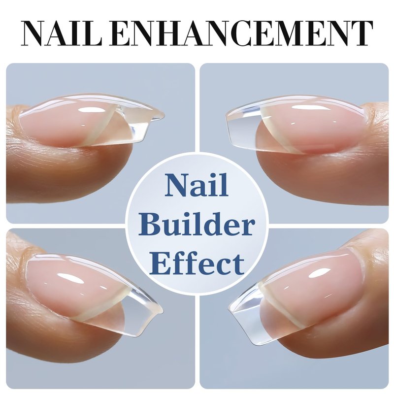 Double Rhythm 0.5Oz Nail Strengthener Rubber Gel Polish Gel Nail Polish in a Bottle for Nail Thickening Extension Hard Structure Glue (Clear Builder-8 in 1-1)