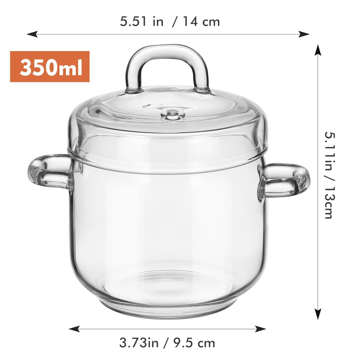Hemoton Glass Stewing Pot with Lid 12Oz Borosilicate Heat-Resistant Soup Pot for Steamed Eggs Bird S Nest Kitchen Cookware Transparent Steam Bowl