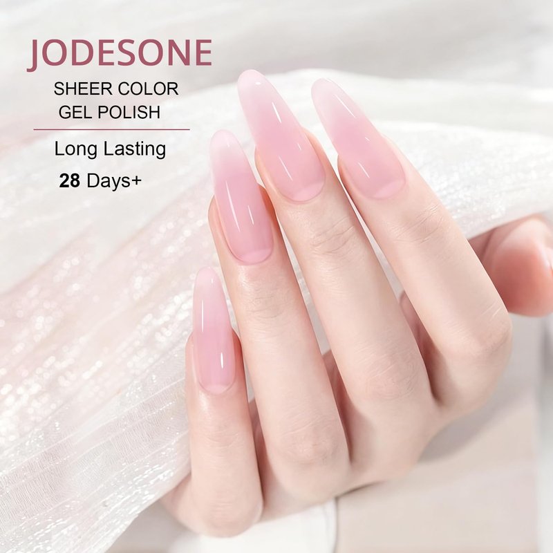 JODSONE 18ml Jelly Gel Nail Polish Crystal Pink for Salon Manicures and Nail Art DIY at Home Sheer Gel Polish Need U V Cured Gift for Women