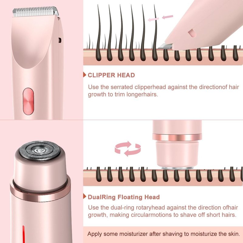 Bikini Trimmer for Women - 2-in-1 Electric Shaver for Body & Facial Hair Removal | Waterproof Rechargeable Design