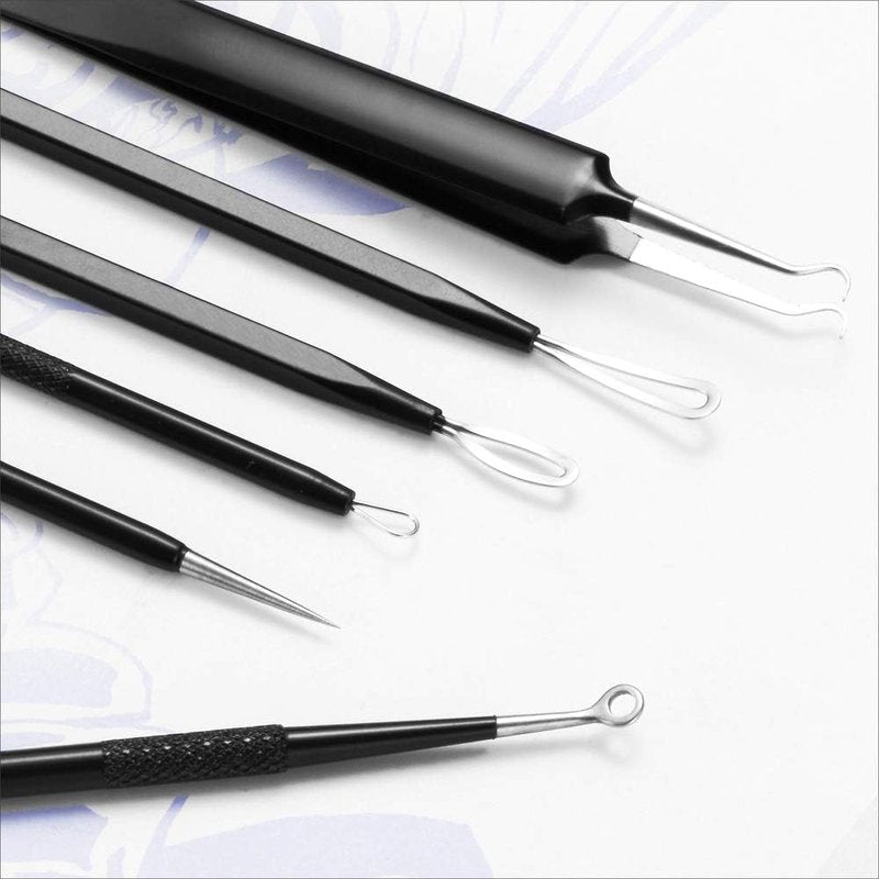 Skiennix Blackhead Remover Tool Kit - 6-Piece Professional Stainless Steel Comedone Extractors