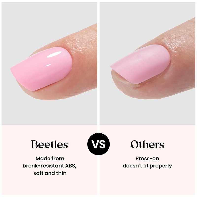 Beetles Press On Nails Kit - Rainbow Gleam | 720 Pcs of 24 Colors in Short Almond Shape | Matte, Glossy & Glitter Finishes with Glue & Stickers