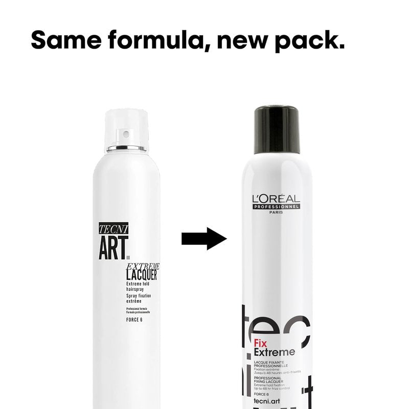 L'Oréal Professionnel Paris Fix Extreme Lacquer - Strong Hold Hairspray For All Hair Types, Anti-Frizz and Shine, Packaging May Vary
