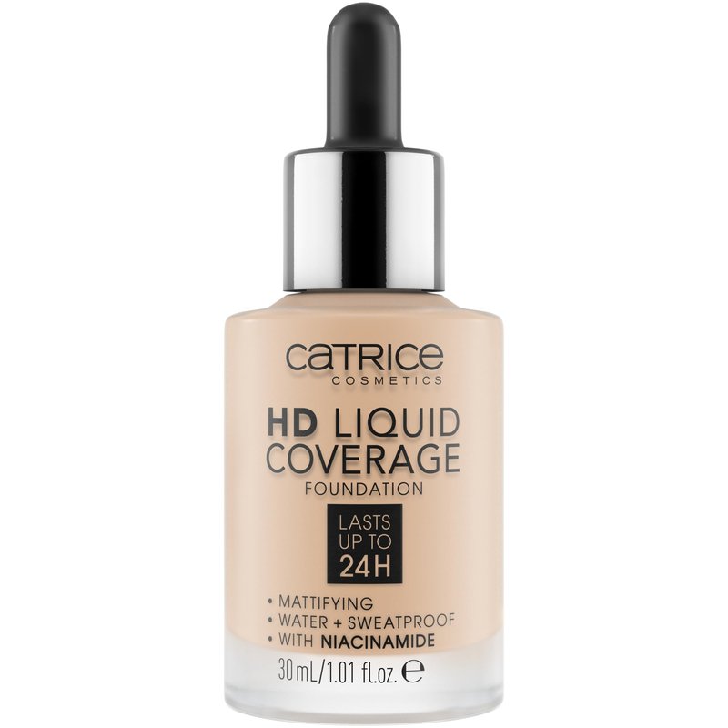 Catrice | HD Liquid Coverage Foundation | 24H Wear, Matte Finish, High Coverage, Waterproof Formula with Niacinamide | Vegan & Cruelty Free (010 | Light Beige)