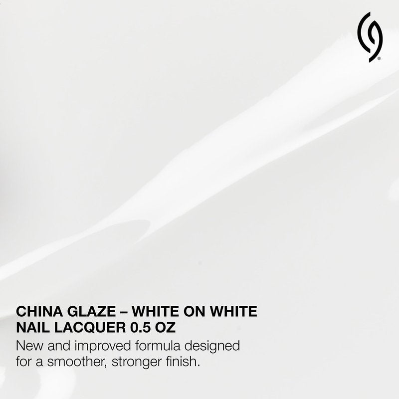 China Glaze CG Nail Lacquer White On White Nail Polish, Quick Dry, Chip Resistant Glossy Finish for Salon & DIY Manicure, 0.5 fl oz