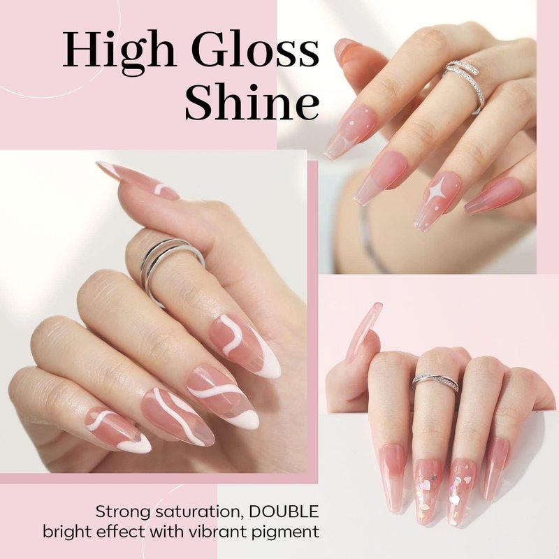 modelones Jelly Gel Nail Polish Set, French Tip Base Color Gel Polish Milky White Nude Pink Neutral Sheer Translucent Hema Free 6 Colors Gel Nail Kit Soak Off UV Spring DIY Manicure Gift Women