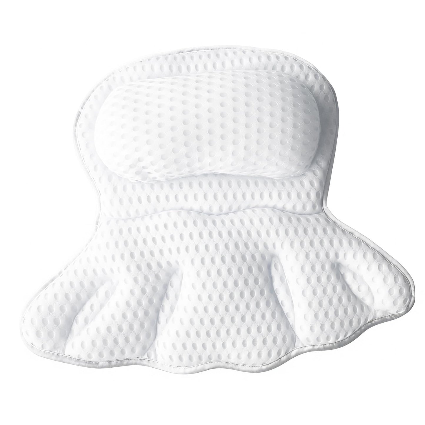 Luxury Bathtub Pillow, 4D Air Mesh Soft Bath Pillows for Tub, Ergonomic Neck & Back Support, Non-Slip Suction Cups Head Neck Support Hot Tub Pillow, Spa Bath Accessories Gift for Women White