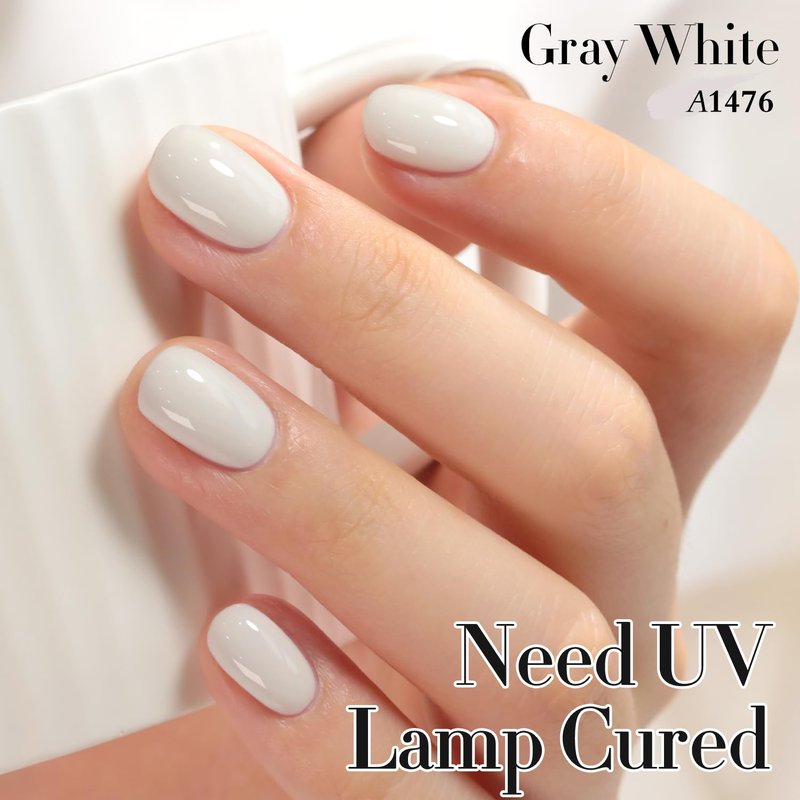 Double Rhythm 15ML Gel Polish Pure Sheer Same Color Same Bottle Soak Off Gel Polish Art Manicure Salon DIY at Home for Women (Gray White-A1476)