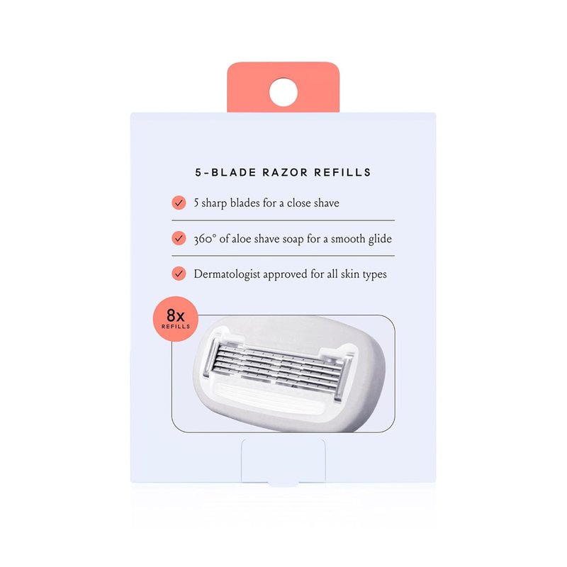 Billie Razor Refill Blades - 5-Blade Cartridges for Smooth Shaving | 8 Count