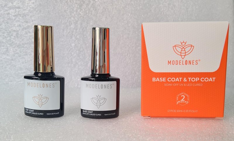 modelones Gel Nail Polish Top Base Coat, 2 PCS Clear High Glossy No Wipe Long Lasting Soak Off Home Salon DIY Manicure Gift for Women