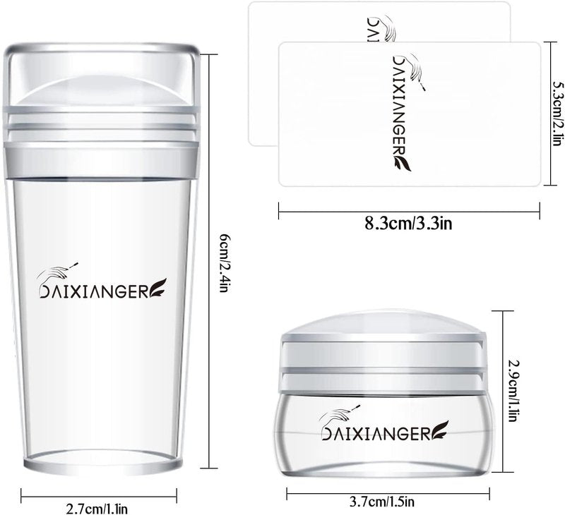 DAIXIANGER French Tip Nail Stamp, Nail Stamping Kit, French Tip Stamp Tool, 2 Sizes Clear Nail Stamper with Scraper, Professional Nail Stampd for French Manicure & DIY Nail Art at Home