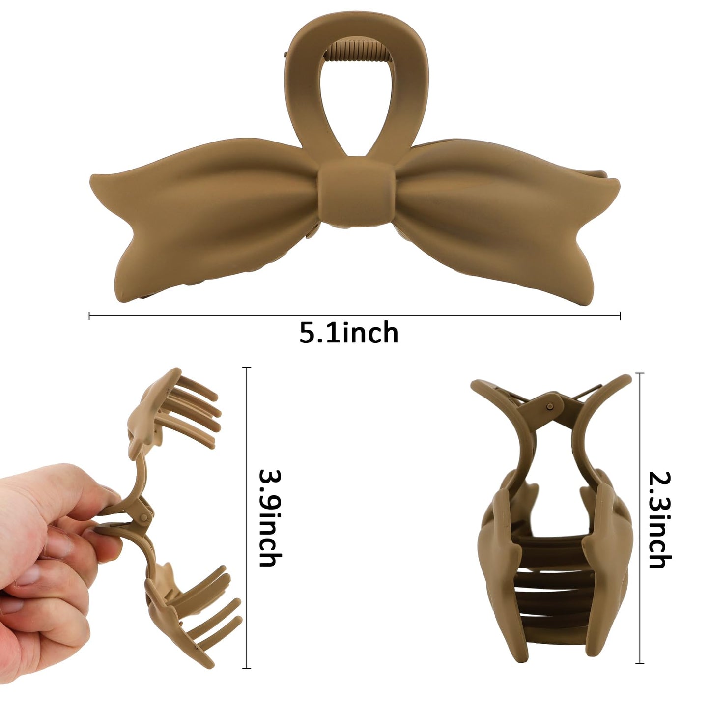 Amariver 4 Packs Large Claw Bow Hair Clips for Women - Non-Slip Strong Hold Matte Neutral Stylish Accessories for Thick or Thin Hair