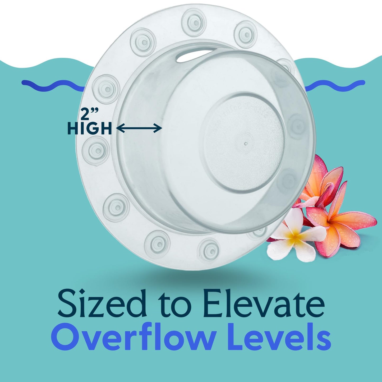 SlipX Solutions Bottomless Bath, Essential Overflow Drain Cover for Bathtub, Best Bath Accessories for Women, Adds Inches of Water to Your Tub for Deeper Soak, 4" Diameter, Clear