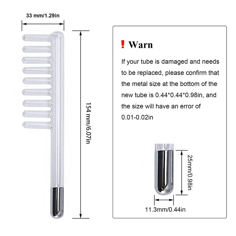 Electrode Wand Glass Tube Handheld Spare Parts for Hi Frequency Instrument Elitzia ETJX006AS (Violet Comb)