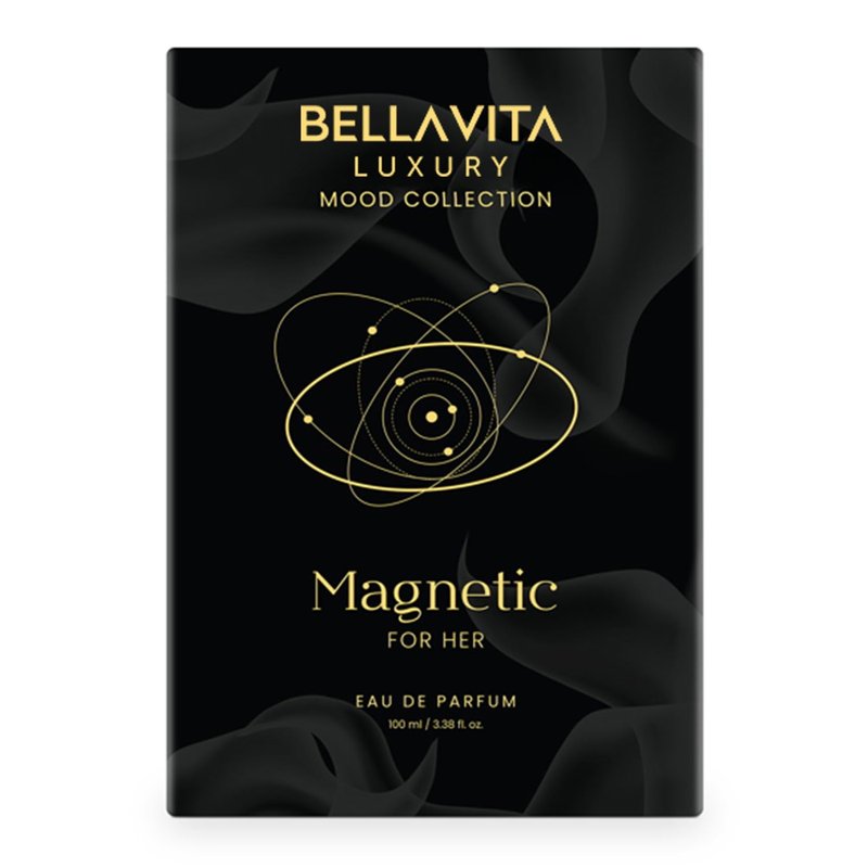 Bellavita Luxury Magnetic for her Eau de Parfum | 100 ml (3.4 fl.oz.) | Perfume for Women | Floral-Gourmand, Cassis, Rose, and Caramel Notes | Long Lasting Women's Day Special Fragrance