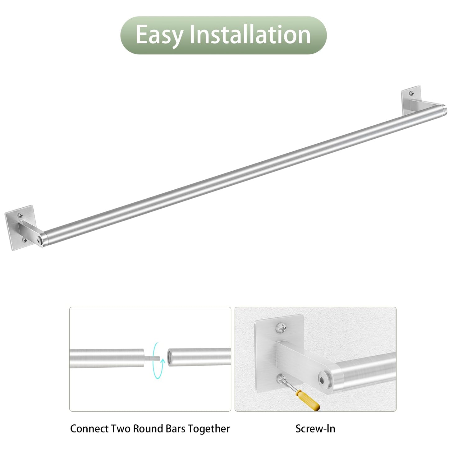 VOTZAAQ Brushed Nickel Towel Bar for Bathroom Wall,Stainless Steel Towel Racks for Bathroom Wall Mounted, Space-Saving Towel Storage, 32 Inch