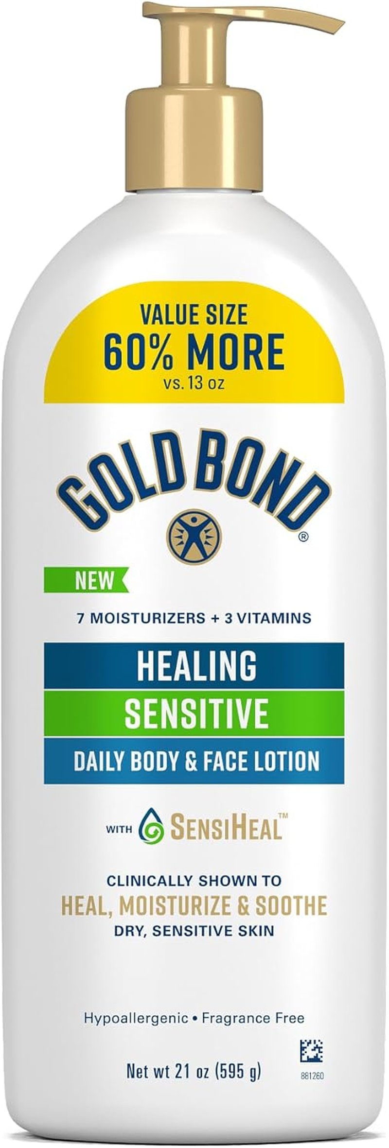 Gold Bond Healing Sensitive Daily Body & Face Lotion - Moisturizes & Soothes Dry Skin | 21 oz.