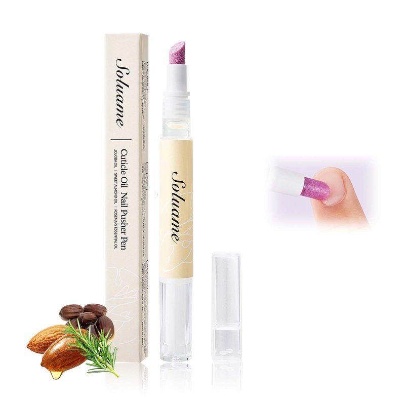 NIZENTA 45° Ceramic Cuticle Oil Pusher Pen Dual-action Cuticle Oil Pen Gently Exfoliates and Nourishes Nails Suitable for Hangnails, Dryness, Cracks Nails Moisturises, Strengthens and Adds Shine,2ml