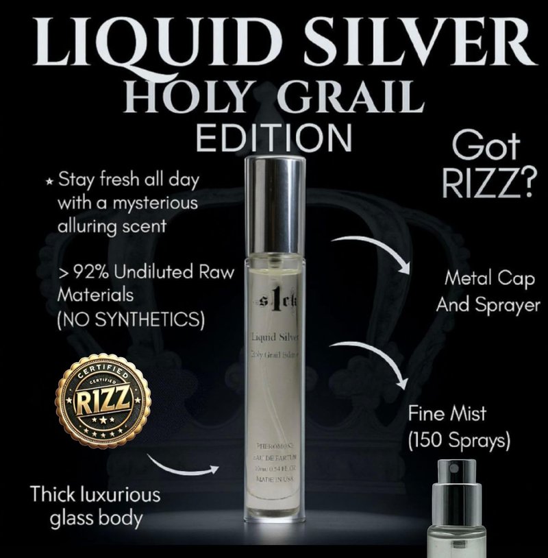 S1CK - Liquid Silver Holy Grail Edition Pheromone-Infused Cologne for Men Raw Pheromones Cologne Men Attraction Lasting Spray USA-Made Bold Strength Scent for Him