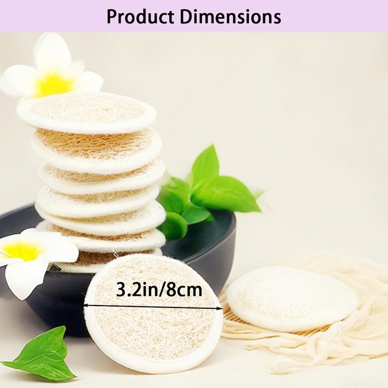 haikuluo Natural Loofah Exfoliating Face Scrubber,Shower loofah Facial Scrubber exfoliating Pads for Women and Men,Made with Biodegradable Shower loofa Sponge,for Face that Gets You Clean(6 PC)
