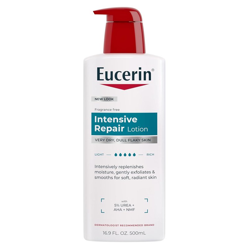 Eucerin Intensive Repair Body Lotion - Moisturizes & Exfoliates Very Dry Skin | 16.9 Fl Oz, Fragrance-Free